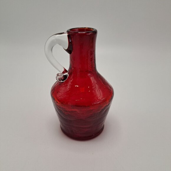 Kanawha Red Glass Pitcher Bud Vase Vintage Glass Art - Picture 3 of 7